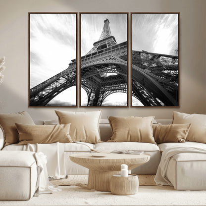 40006-MGV-CV-36X24-Eiffel Tower Wall Art – Black and White Architectural Photo Print, Paris Inspired Decor for Bedroom, Office, Studio or Modern