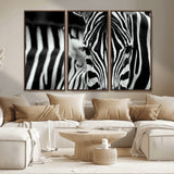 43631-MGV-CV-36X24-Zebra Wall Art – Black & White Safari Wildlife Canvas Print, Modern Animal Photography Decor for Living Room, Office, or Bedroom