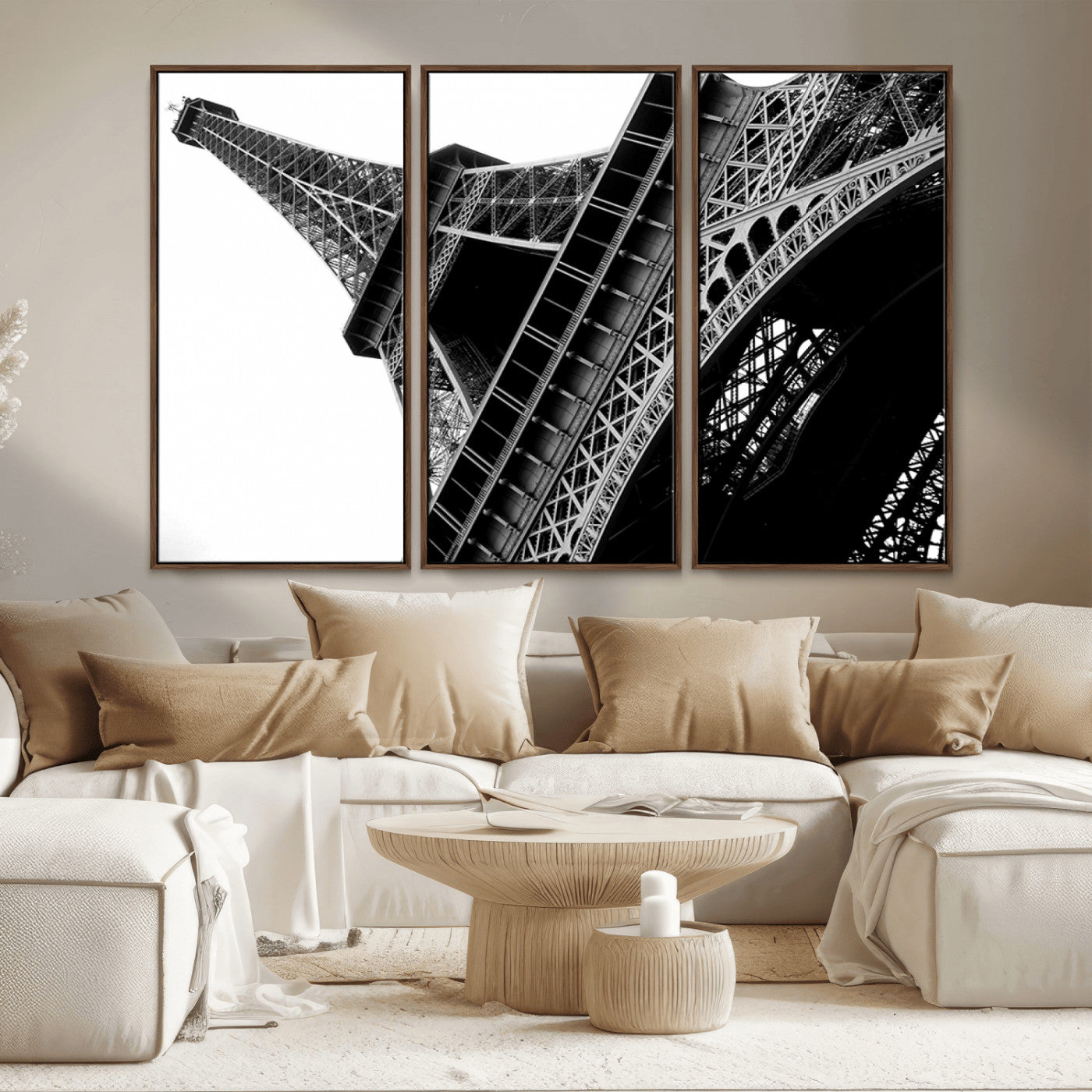 89033-MGV-CV-36X24-Eiffel Tower Wall Art – Dramatic Black and White Architectural Canvas Print, Modern Paris Decor for Office, Living Room or