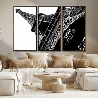 89033-MGV-CV-36X24-Eiffel Tower Wall Art – Dramatic Black and White Architectural Canvas Print, Modern Paris Decor for Office, Living Room or