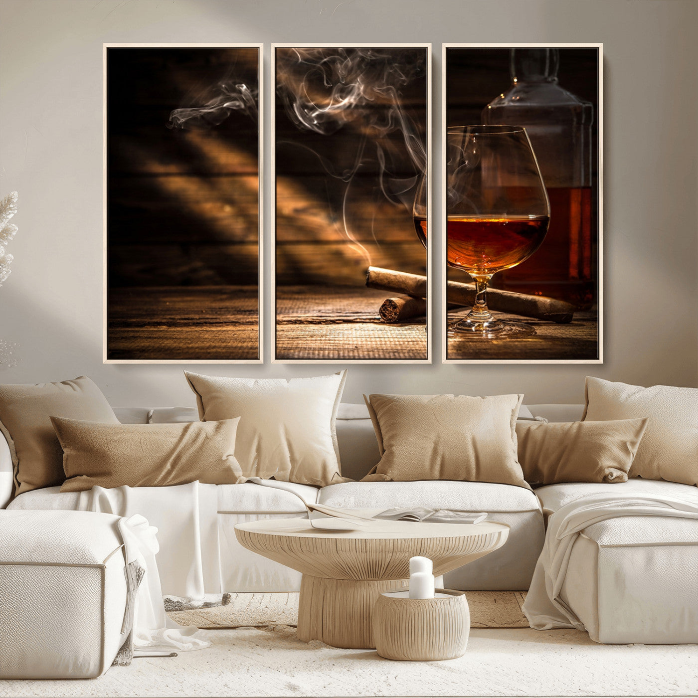 92305-MGV-CV-36X24-Whiskey & Cigar Wall Art – Moody Whiskey and Cigar Canvas Print, Sophisticated Bar or Home Lounge Decor for Office, Man Cave or
