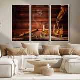 91042-MGV-CV-36X24-Whiskey & Cigar Wall Art – Elegant Whiskey Pour and Smoldering Cigar Canvas Print, Sophisticated Bar or Lounge Decor for Home,