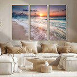 71849-MGV-CV-36X24-Sunrise Ocean Beach Wall Art – Serene Seascape Canvas Print with Gentle Waves, Coastal Nature Decor for Bedroom, Living Room or