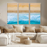 43046-MGV-CV-36X24-Aerial Beach Wall Art – Serene Ocean Waves & Sandy Shore Canvas Print, Coastal Home Decor for Living Room, Bedroom or Office