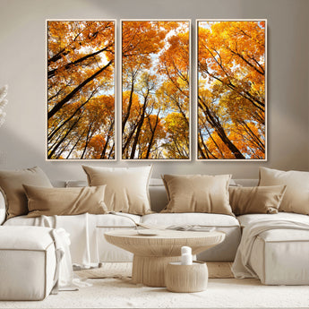 11823-MGV-CV-36X24-Golden Autumn Tree Canopy Wall Art – Stunning Fall Forest Leaves Print, Warm Seasonal Nature Decor for Home, Office or Cabin