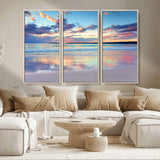 64882-MGV-CV-36X24-Tranquil Sunset Beach Wall Art – Panoramic Ocean Reflection Canvas Print, Calm Coastal Decor for Bedroom, Living Room or Office