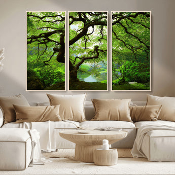 18094-MGV-CV-36X24-Emerald Canopy Wall Art – Panoramic Lush Green Tree Canvas Print, Serene Nature Decor for Office, Living Room or Meditation Space