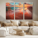 77723-MGV-CV-36X24-Sunset Beach Wall Art – Vibrant Ocean Canvas Print, Coastal Landscape Decor for Living Room, Bedroom or Office, Relaxing Tropical