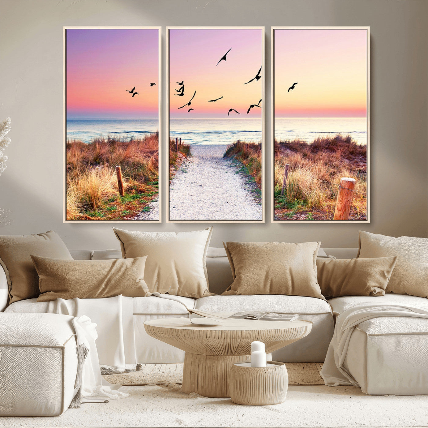 54411-MGV-CV-36X24-Coastal Path Sunrise Wall Art – Serene Ocean Canvas Print, Beach Landscape Decor for Living Room, Bedroom or Office, Peaceful