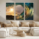 38256-MGV-CV-36X24-Ocean Wave Wall Art – Stunning Sunrise Through Curling Wave Canvas Print, Coastal Surf Photography Seascape Decor for Living Room,