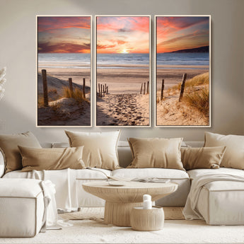 78111-MGV-CV-36X24-Sunset Pathway Wall Art – Panoramic Coastal Canvas Print, Tranquil Beach Decor for Living Room, Office or Bedroom