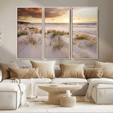 61246-MGV-CV-36X24-Coastal Sand Dunes Wall Art – Serene Beach Sunset Canvas Print with Grasses and Ocean View, Tranquil Seaside Decor for Living Room