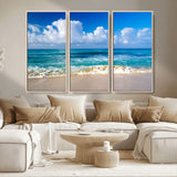 60364-MGV-CV-36X24-Tropical Ocean Wave Wall Art – Serene Blue Sea and White Sand Beach Canvas Print, Coastal Landscape Decor for Living Room, Bedroom