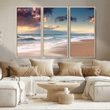 42253-MGV-CV-36X24-Serene Beach Waves Wall Art – Tranquil Ocean Horizon Canvas Print, Coastal Seascape Decor for Living Room or Office Wall