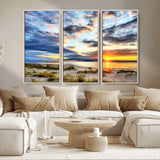 39645-MGV-CV-36X24-Golden Beach Sunset Wall Art – Serene Ocean Horizon Canvas Print, Coastal Nature Landscape Decor for Living Room, Bedroom or