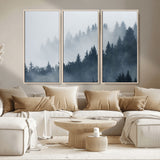 23671-MGV-CV-36X24-Misty Forest Wall Art – Serene Foggy Pine Trees Landscape Canvas Print, Tranquil Nature Decor for Living Room, Bedroom or Office