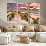 60570-MGV-CV-36X24-Beach Sunset Wall Art – Coastal Sand Dunes and Ocean Horizon Canvas Print, Tranquil Seascape Photography Decor for Living Room or