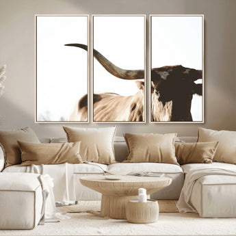 35866-MGV-CV-36X24-Texas Longhorn Wall Art – Rustic Western Bull Canvas Print, Farmhouse Animal Photography Decor for Living Room, Office, or Ranch