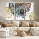 70653-MGV-CV-36X24-Abstract Tree Ring Wall Art – Modern Rustic Wood Slice Canvas Print with Gold Accents, Contemporary Nature Decor for Living Room,