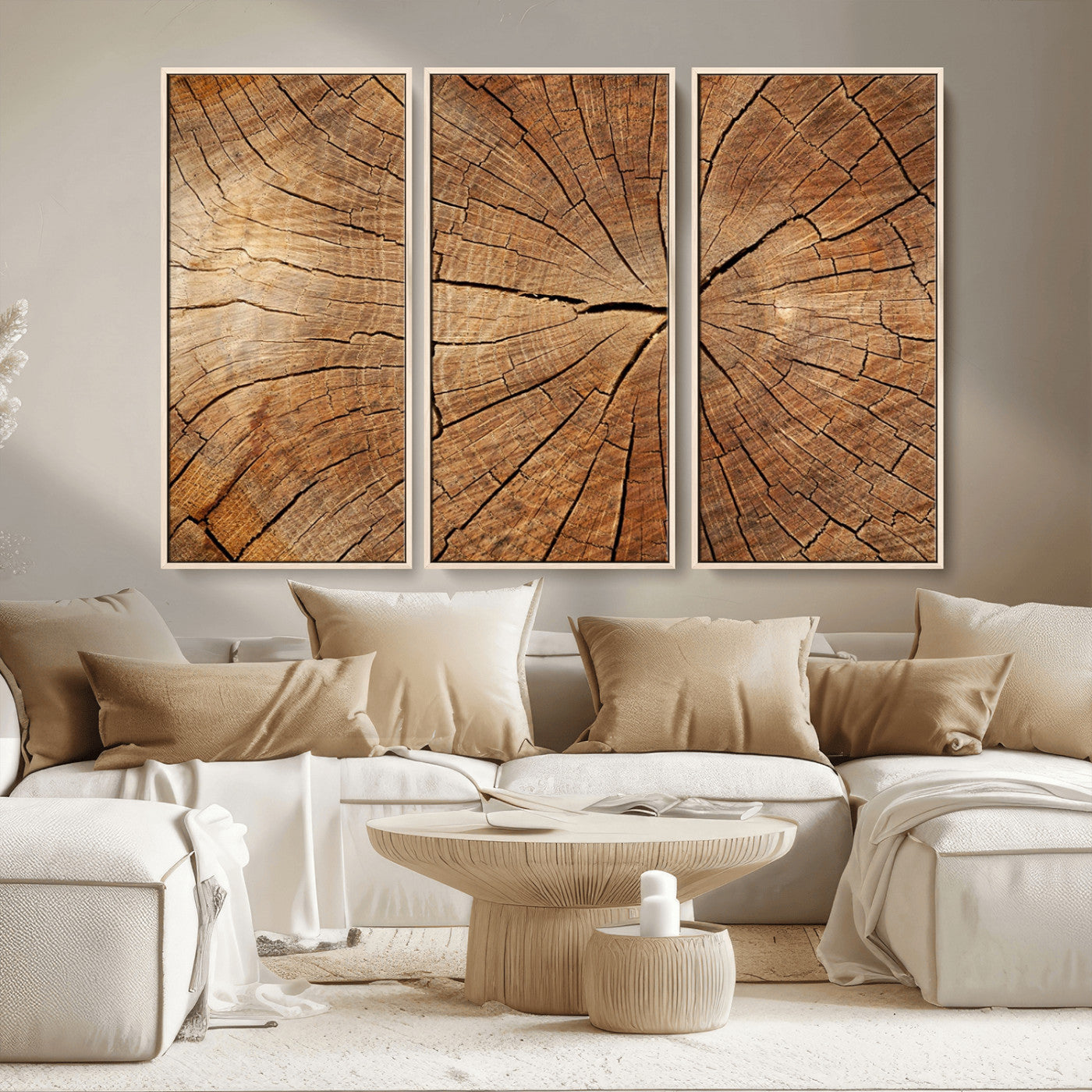 61710-MGV-CV-36X24-Tree Rings Wall Art – Rustic Wood Grain Canvas Print of Tree Trunk Cross Section, Nature Inspired Decor for Cabin, Office, Living