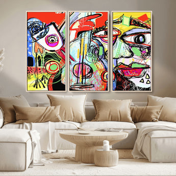 37796-MGV-CV-36X24-Picasso Style Wall Art Canvas Print, Framed Picasso Art Picture Print, Picasso Cubism Perfect Modern Abstract Decor Artwork