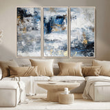 59716-MGV-CV-36X24-Abstract Blue and Gold Wall Art – Modern Textured Canvas Print, Contemporary Painting for Living Room, Bedroom, or Office Decor