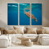 91440-MGV-CV-36X24-Sea Turtle Wall Art – Ocean Turtle Canvas Print, Underwater Marine Life Decor for Living Room, Office, Beach House or Bathroom