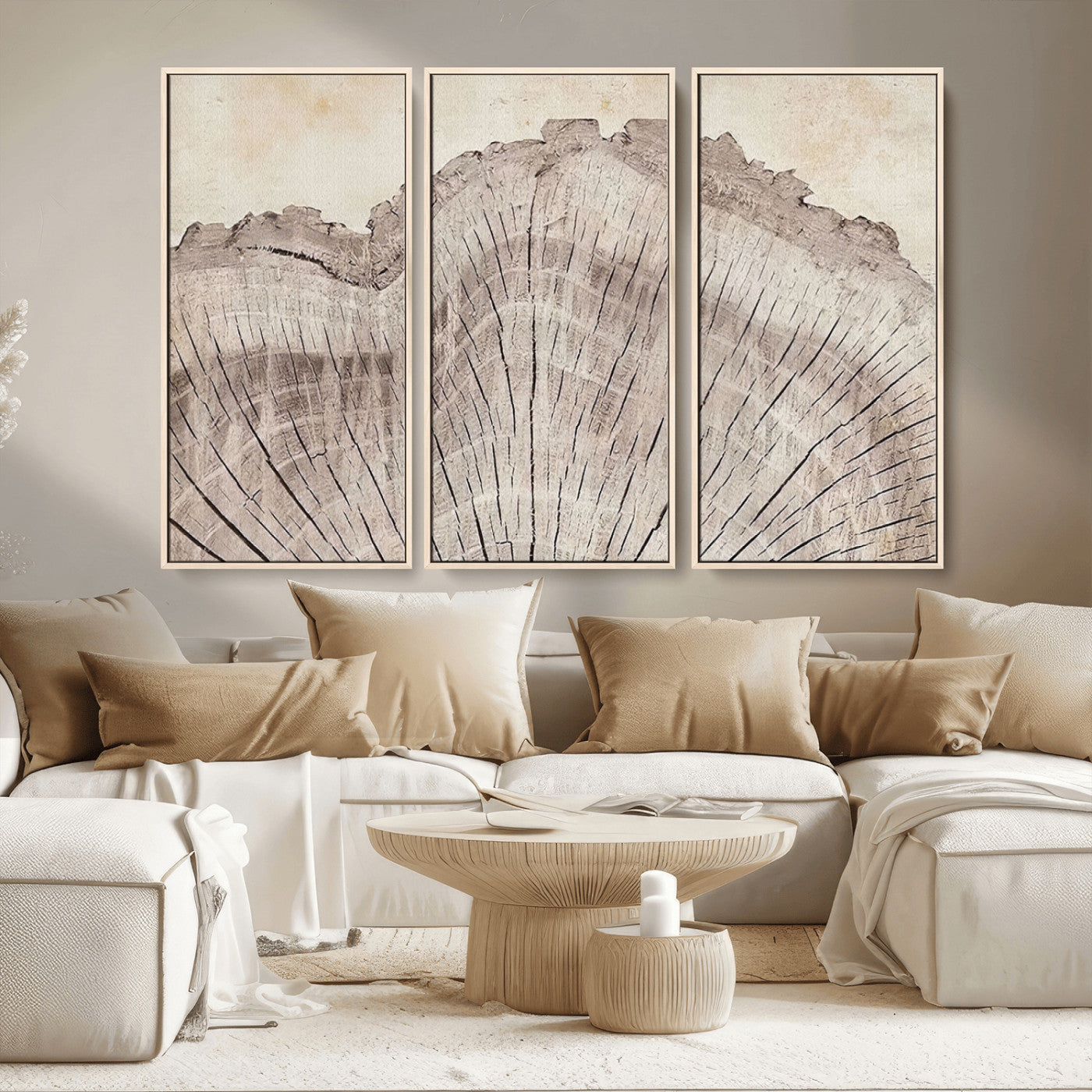 67528-MGV-CV-36X24-Wood Ring Wall Art Canvas Print, Framed Tree Ring Art Picture Print, Rustic Tree Ring Perfect Neutral Boho Decor Artwork