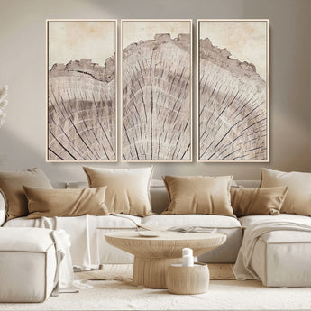 67528-MGV-CV-36X24-Wood Ring Wall Art Canvas Print, Framed Tree Ring Art Picture Print, Rustic Tree Ring Perfect Neutral Boho Decor Artwork
