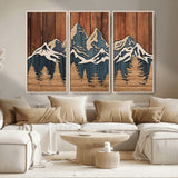 41330-MGV-CV-36X24-Rustic Mountain Wall Art – Wooden Nature Scene with Trees and Peaks, Handmade 3D Layered Decor for Living Room, Cabin or Office