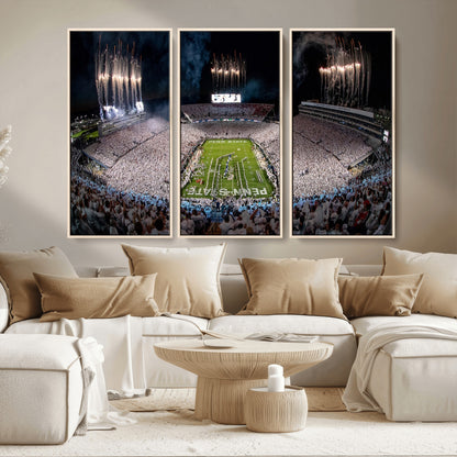 11391-MGV-CV-36X24-Penn State Stadium Wall Art – Panoramic White Out Football Game Canvas Print, College Sports Decor for Office, Man Cave, or Living
