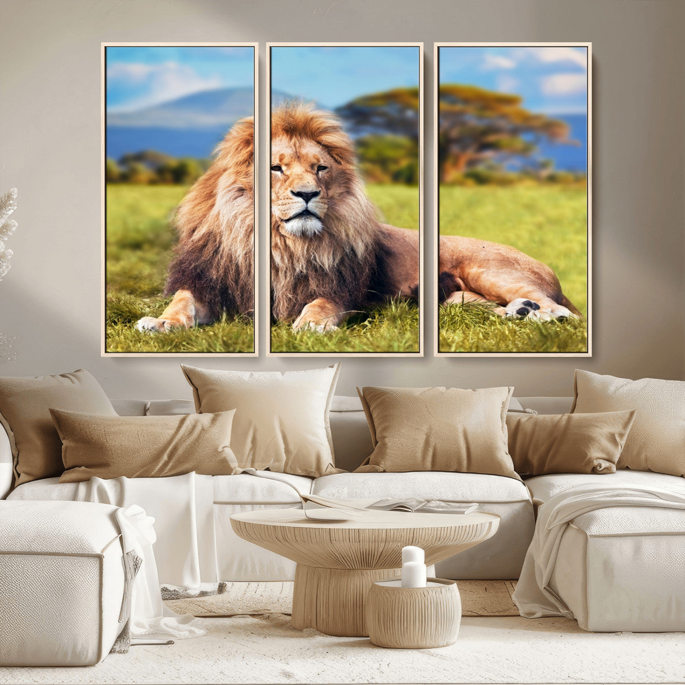 67826-MGV-CV-36X24-Majestic Lion Wall Art – King of the Jungle Canvas Print, Safari Wildlife Decor for Living Room, Office, or Man Cave