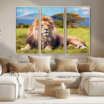 67826-MGV-CV-36X24-Majestic Lion Wall Art – King of the Jungle Canvas Print, Safari Wildlife Decor for Living Room, Office, or Man Cave