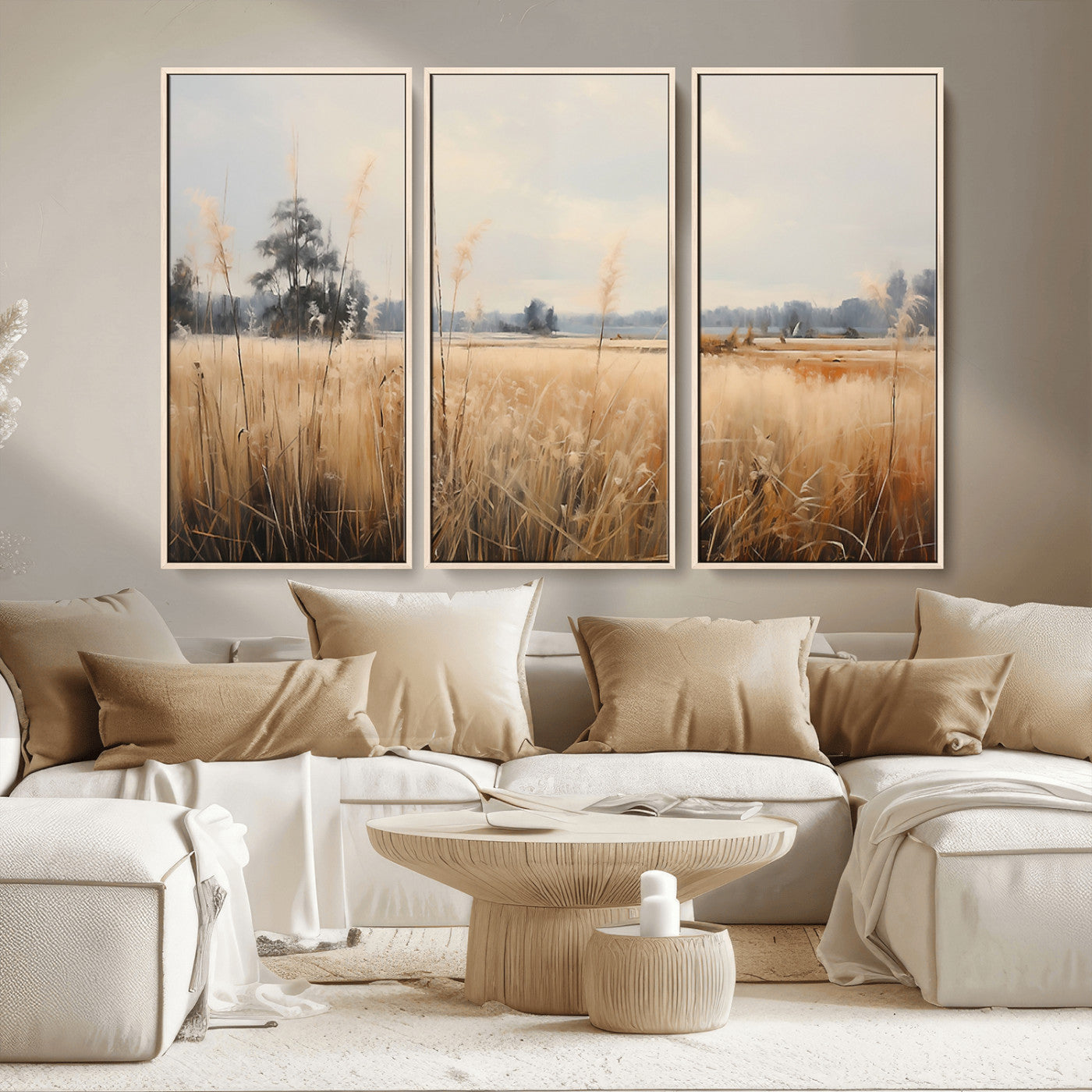 38193-MGV-CV-36X24-Golden Meadow Wall Art – Serene Grassland Landscape Canvas Print, Rustic Nature Decor for Bedroom, Living Room or Farmhouse