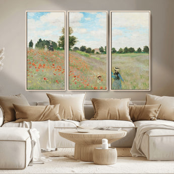 74890-MGV-CV-36X24-Monet Poppy Field Wall Art – Impressionist Landscape Canvas Print, Classic French Artwork for Living Room, Bedroom or Office Decor
