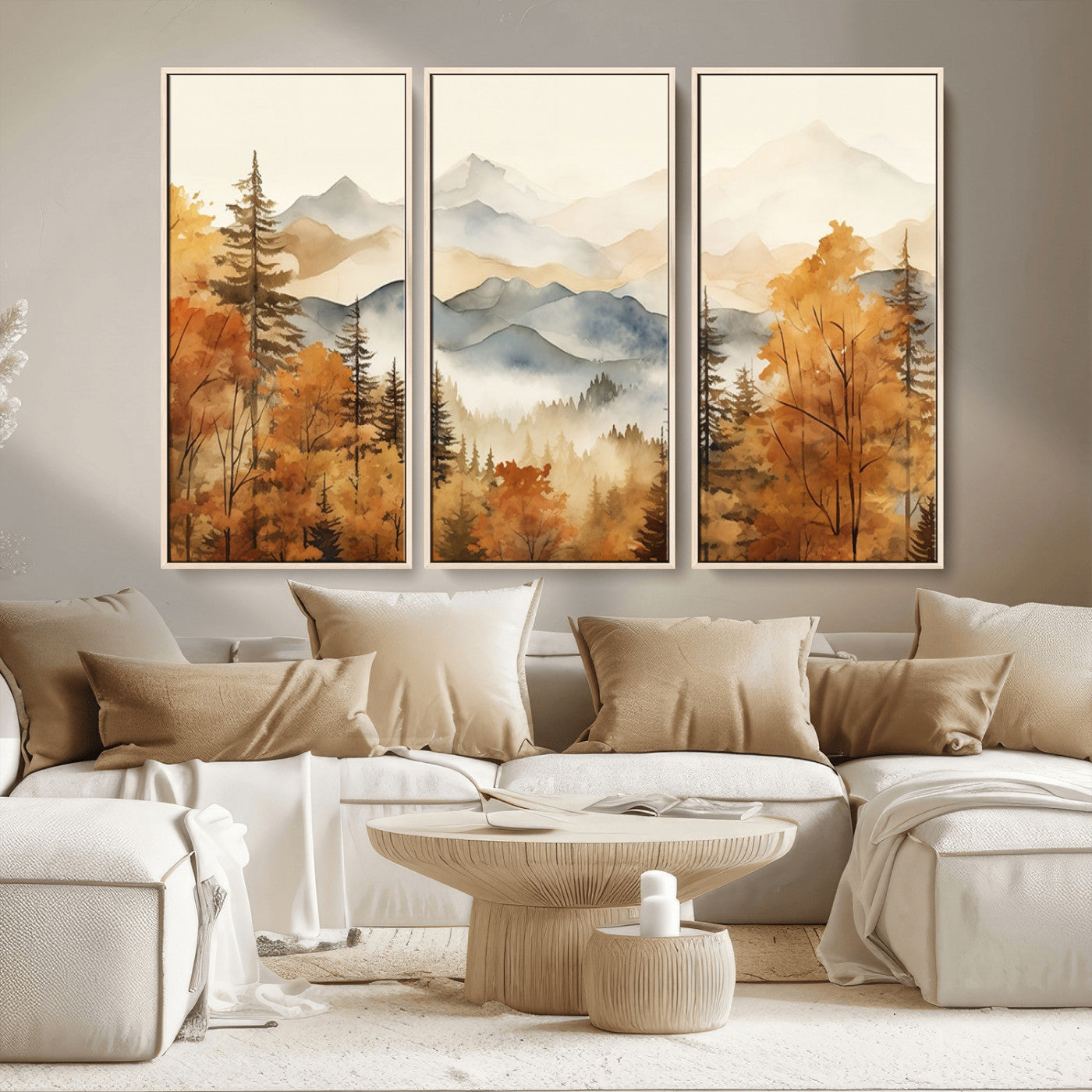 72950-MGV-CV-36X24-Autumn Mountain Forest Wall Art – Golden Fall Landscape Canvas Print, Nature-Inspired Home Decor for Living Room, Bedroom or