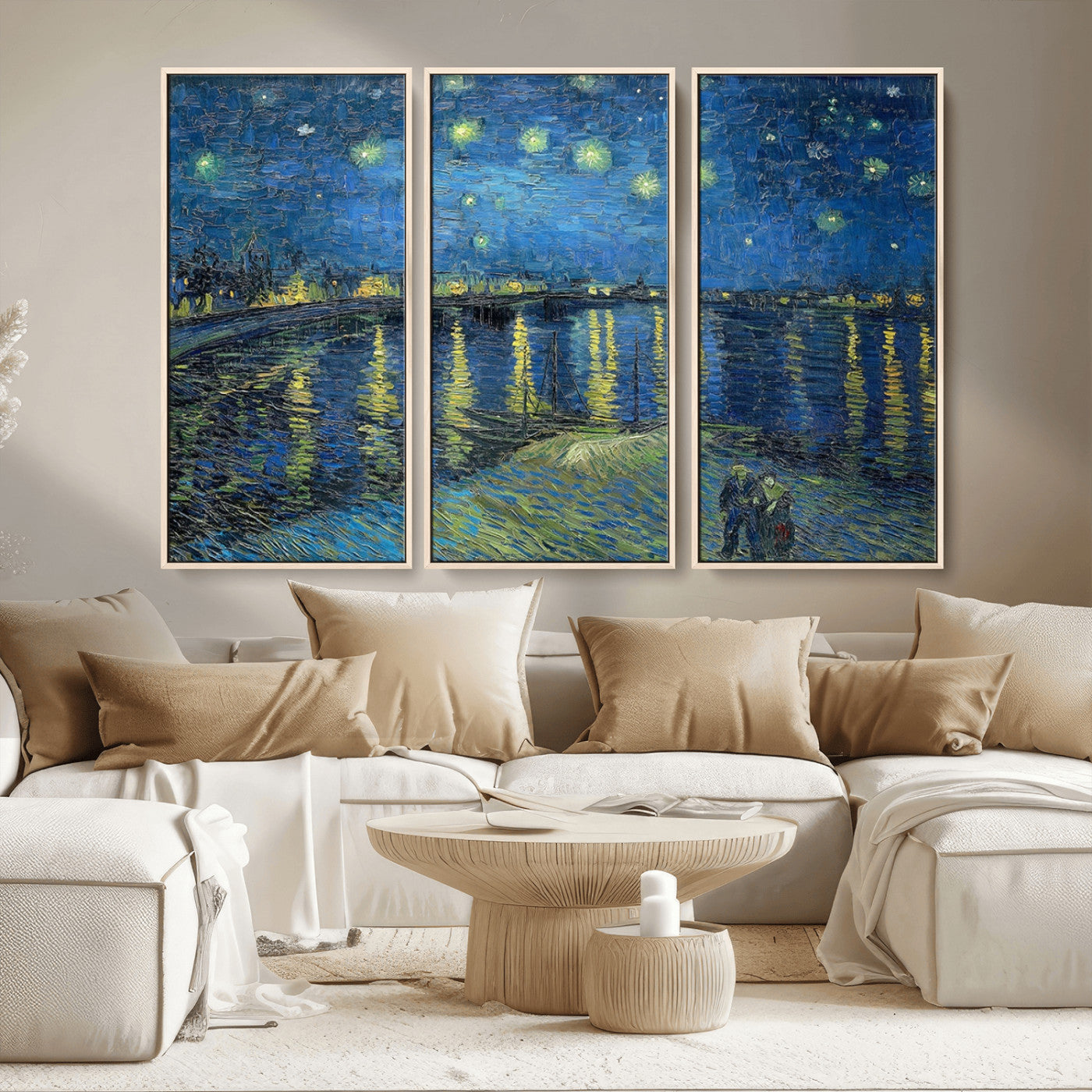 94605-MGV-CV-36X24-Starry Night Over the Rhone Wall Art – Vincent van Gogh Canvas Print, Famous Impressionist Painting for Living Room, Office