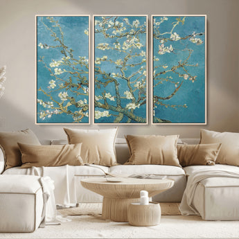 65607-MGV-CV-36X24-Almond Blossom Wall Art – Van Gogh Blue Floral Canvas Print, Elegant Impressionist Painting Decor for Living Room, Bedroom or