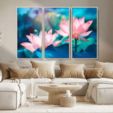 32559-MGV-CV-36X24-Lotus Flower Wall Art – Pink Water Lily Canvas Print, Tranquil Nature Decor for Living Room, Bedroom or Meditation Space