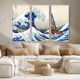 19450-MGV-CV-36X24-Great Wave Adventure Wall Art – Japanese Style Ocean Canvas Print, Fantasy Sailing Decor for Living Room, Bedroom or Office