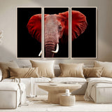 14788-MGV-CV-36X24-Red Elephant Wall Art – Bold Wildlife Canvas Print, African Safari Animal Decor for Living Room, Bedroom or Office