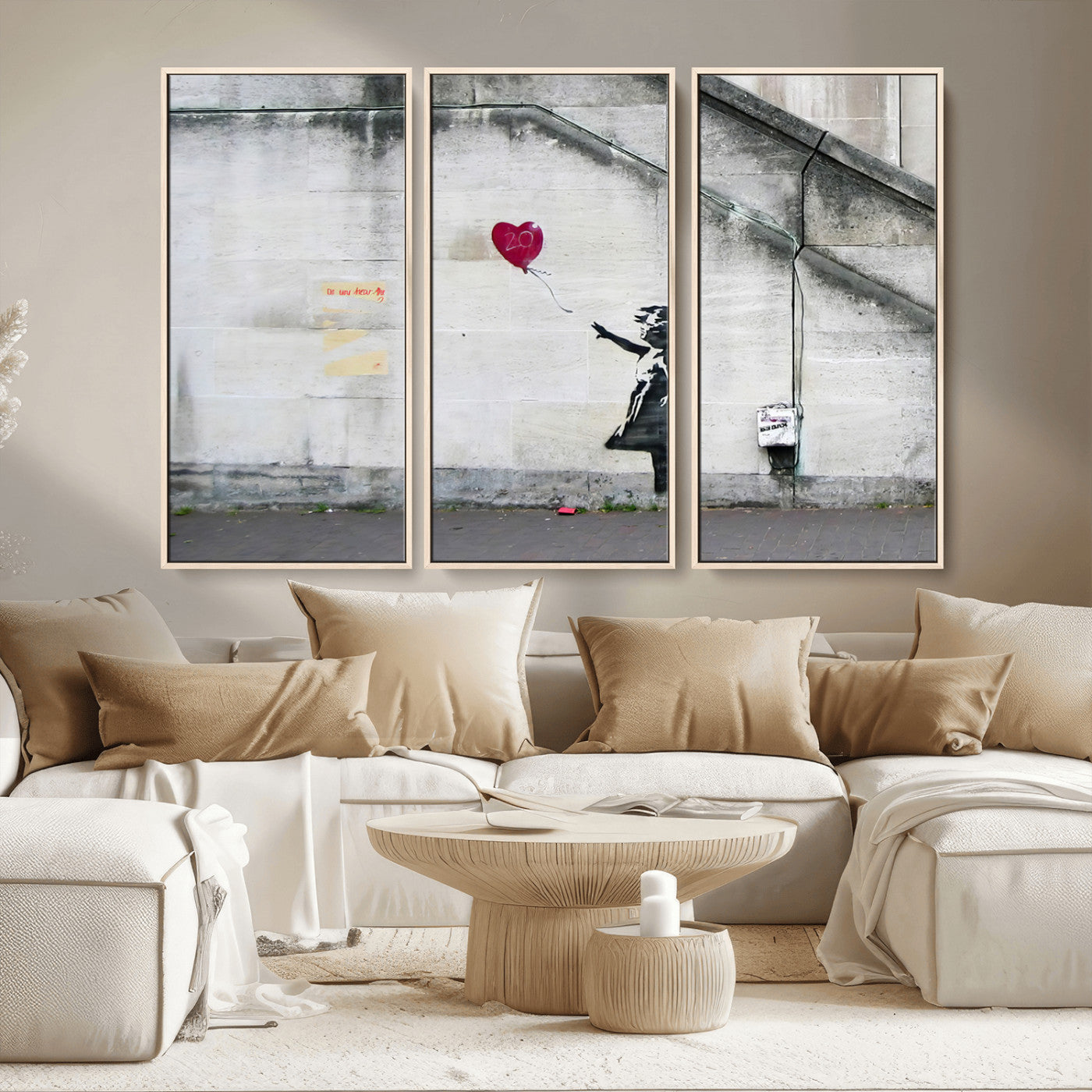 50559-MGV-CV-36X24-Banksy Girl with Balloon Wall Art – Famous Street Graffiti Canvas Print, Modern Urban Artwork for Living Room, Bedroom or Office