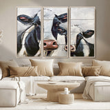 28934-MGV-CV-36X24-Farmhouse Cow Wall Art – Rustic Black and White Dairy Cattle Canvas Print, Country Barn Animal Painting for Kitchen, Living Room