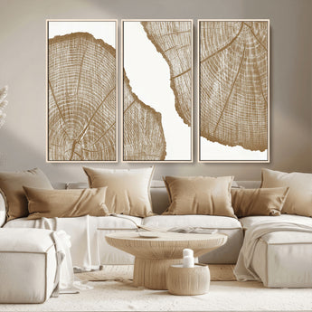 99692-MGV-CV-36X24-Tree Ring Linocut Wall Art Canvas Print, Framed Wood Cut Art Picture Print, Tree Rings Perfect Minimalist Rustic Decor Artwork