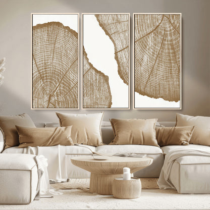 99692-MGV-CV-36X24-Tree Ring Linocut Wall Art Canvas Print, Framed Wood Cut Art Picture Print, Tree Rings Perfect Minimalist Rustic Decor Artwork