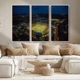 33588-MGV-CV-36X24-Football Stadium Wall Art – Aerial Night Game Canvas Print Packed Field City Lights, Sports Photography Decor for Game Room, Man