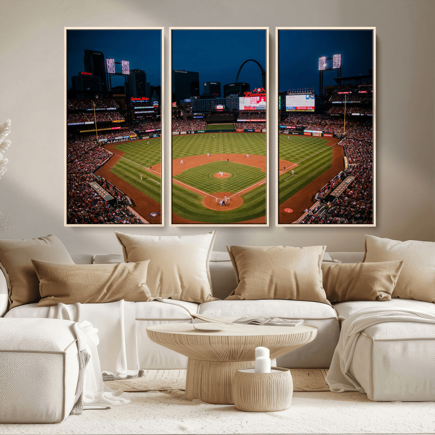 38612-MGV-CV-36X24-Busch Stadium Wall Art Canvas Print, Framed Missouri Stadium Art Picture Print, Busch Stadium Field Perfect Sports Room Decor