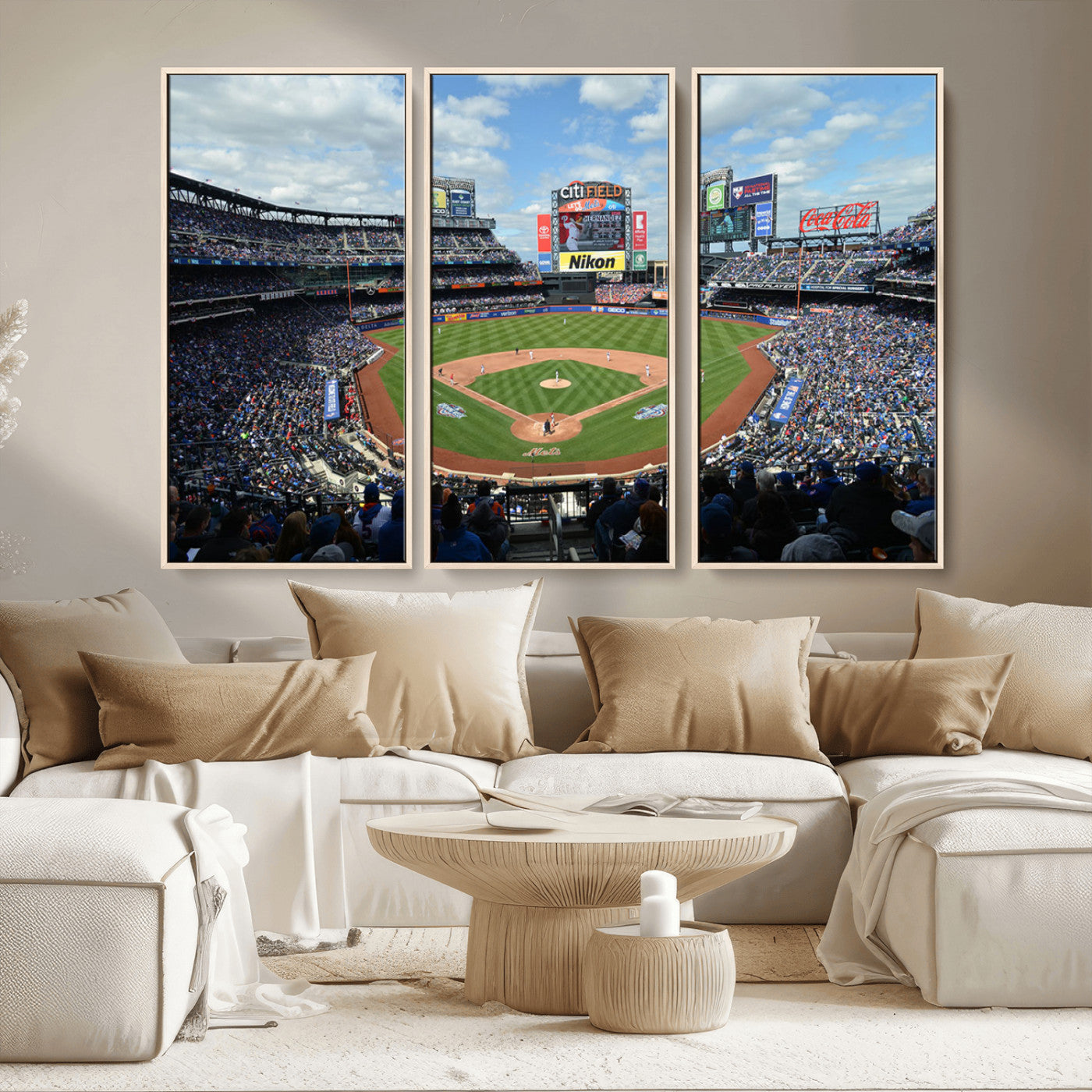 22910-MGV-CV-36X24-City Field Stadium Wall Art Canvas Print, Framed New York Stadium Art Picture Print, City Field Perfect Sport Room Decor Artwork