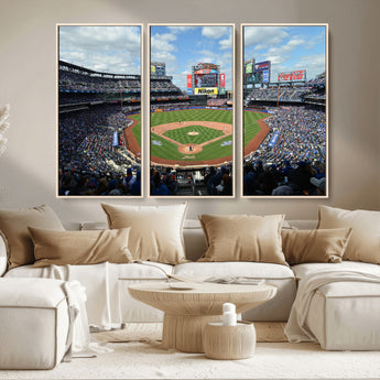 22910-MGV-CV-36X24-City Field Stadium Wall Art Canvas Print, Framed New York Stadium Art Picture Print, City Field Perfect Sport Room Decor Artwork