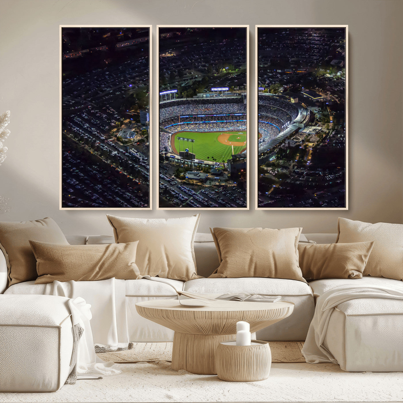 16515-MGV-CV-36X24-Dodgers Stadium Wall Art Canvas Print, Framed Baseball Stadium Art Picture Print, Dodgers Field Perfect Sport Room Decor Artwork